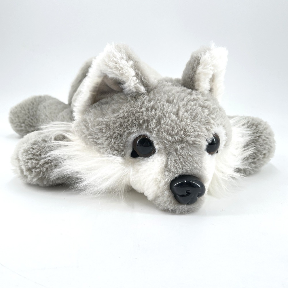 Bass Pro Grey White Timber Wolf Laying Spring 2019 14" Stuffed Wildlife Animal